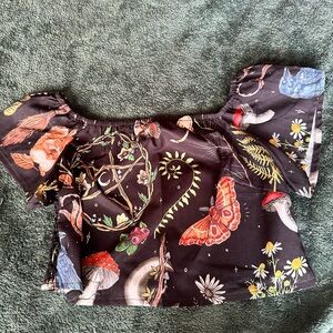 Floral Black Crop Top